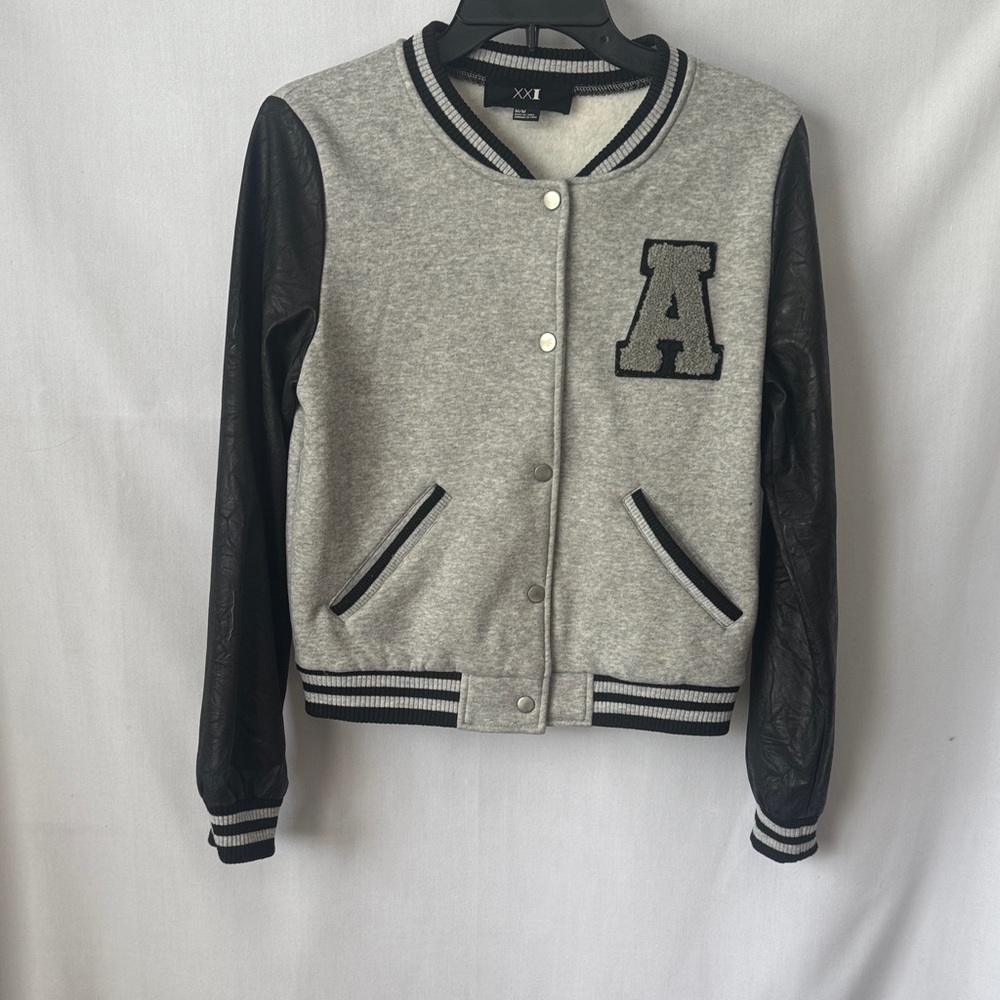 XXI Forever 21 Faux Leather Varsity Jacket with Letter A